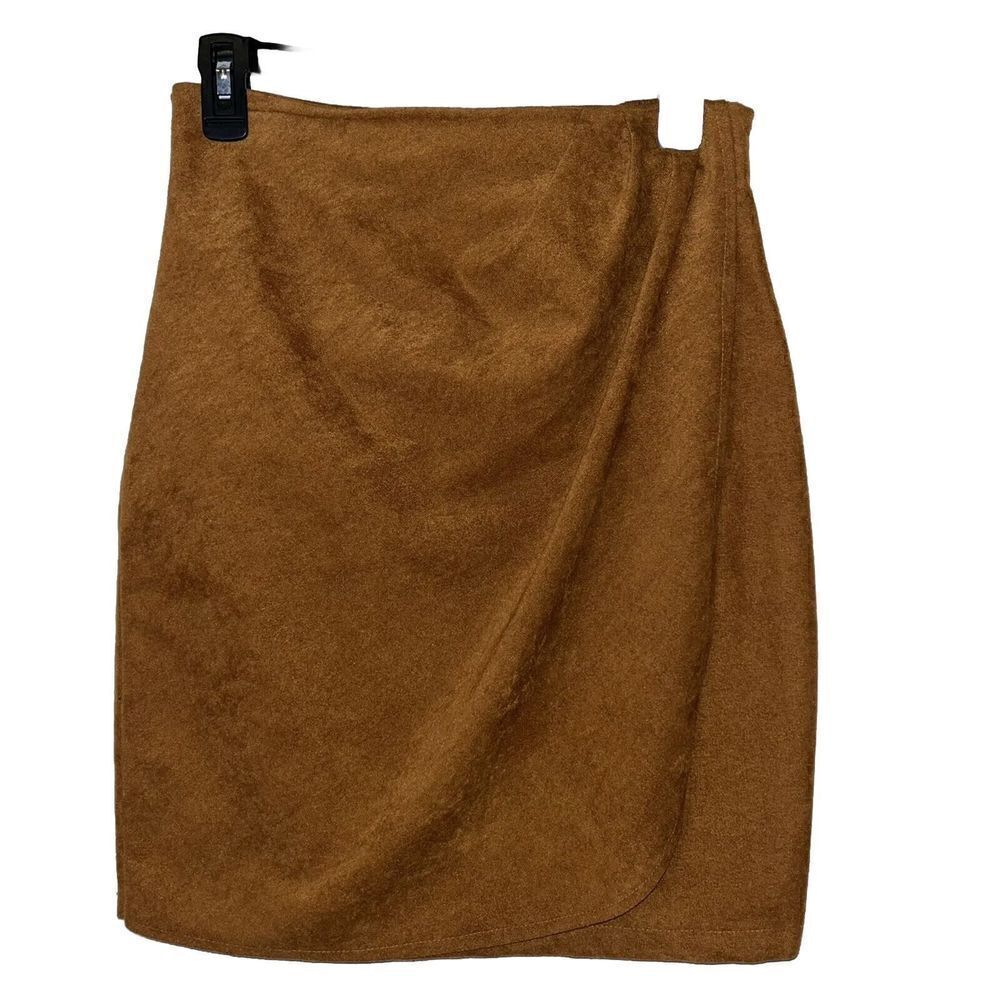 Fritzi California Mini Skirt Sz‎ M Elastic Waist Faux Wrap Pleating Pull On Rare